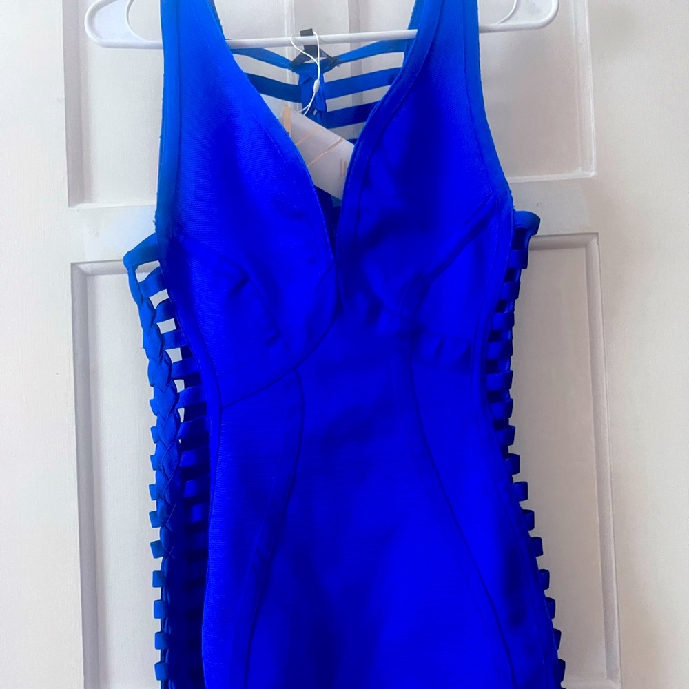 Blue sexy midi dress